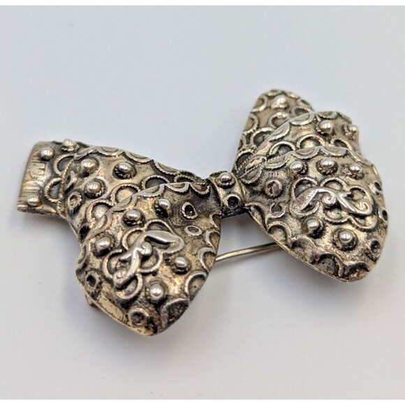 Vintage Danecraft Sterling Silver 925 Ornate Bow Brooch Pin - Picture 3 of 10